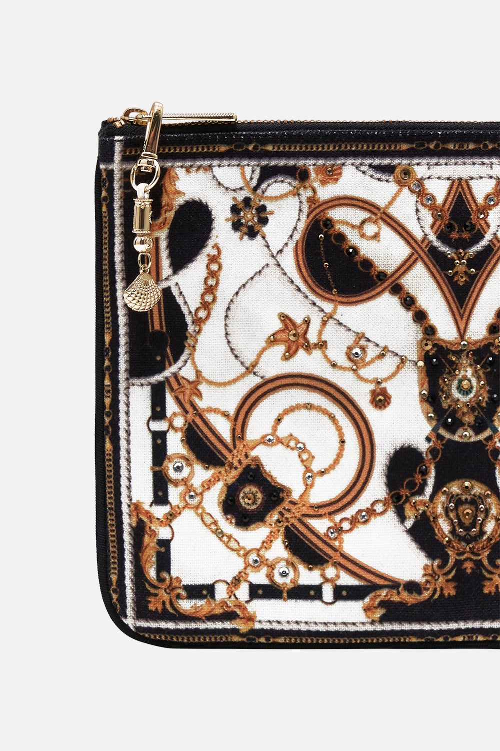 Product view of CAMILLA clutch bag in Sea Charm print