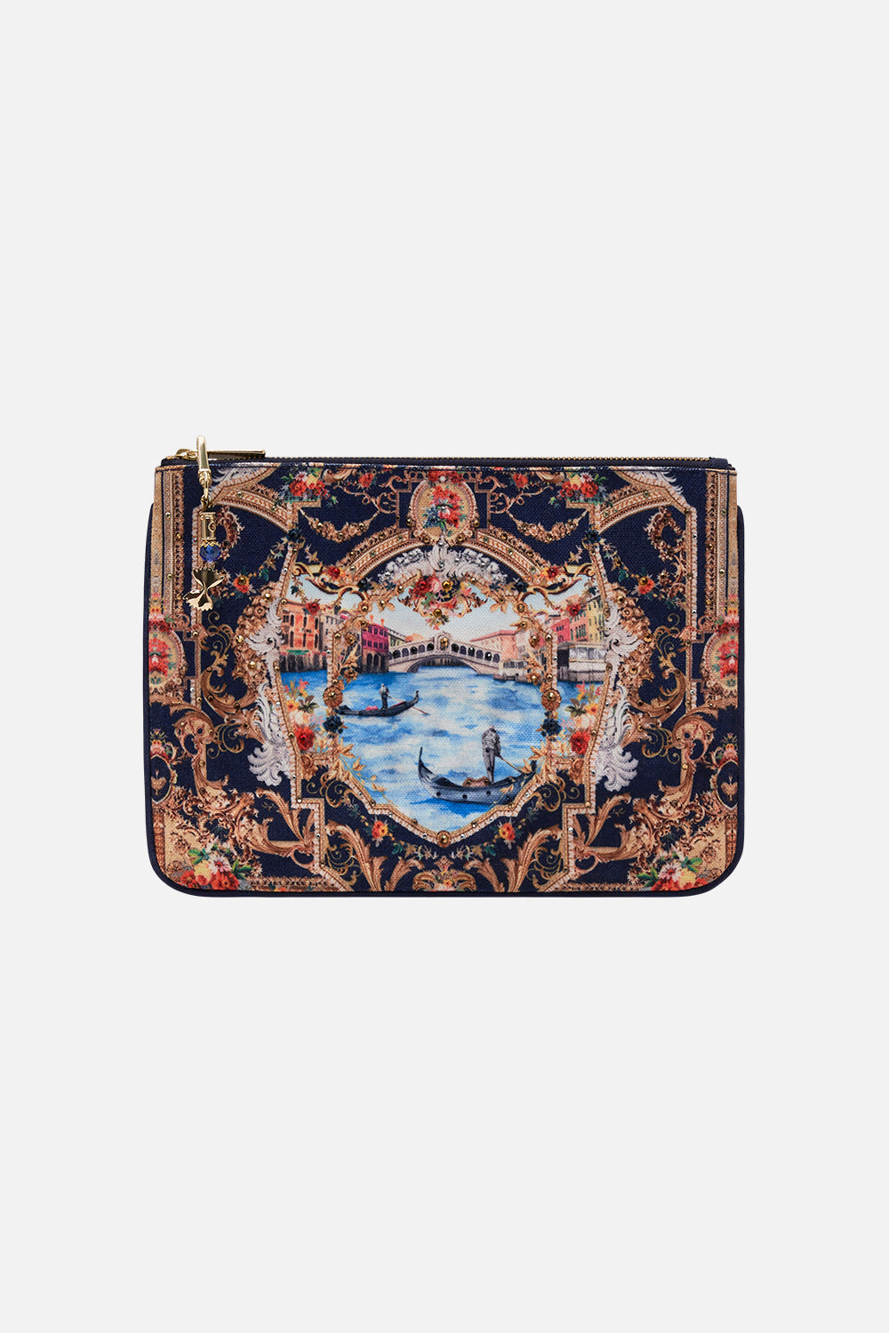 CAMILLA evening clutch bag in Venice Vignette print