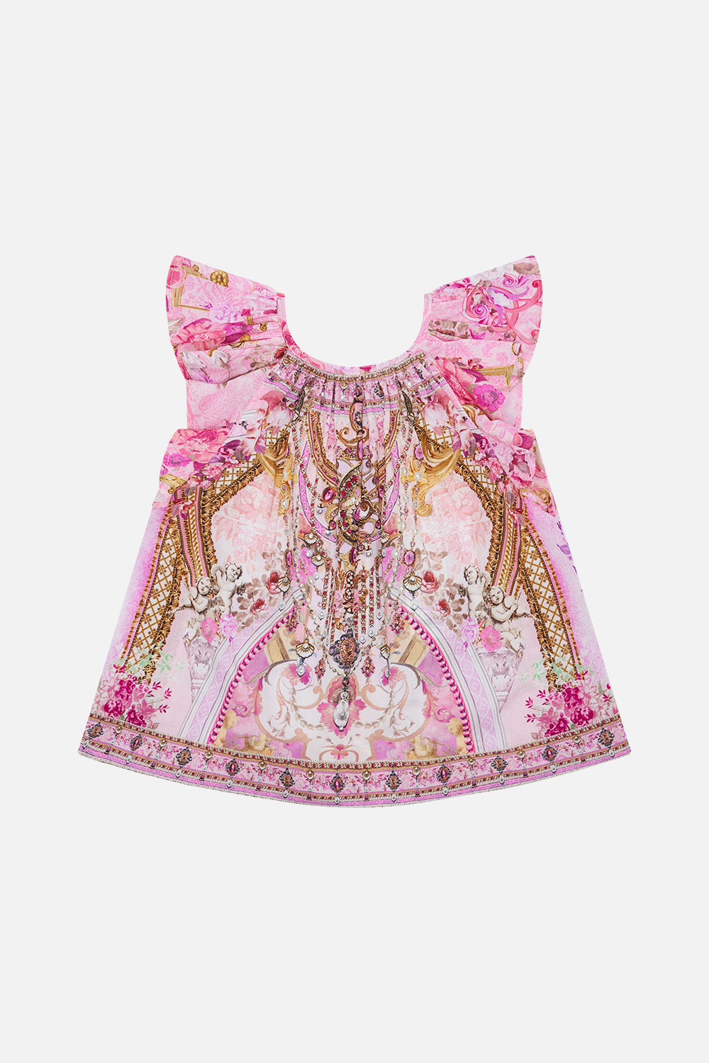 MILLA BY CAMILLA frill sleeve top in Fresco Fairytale print