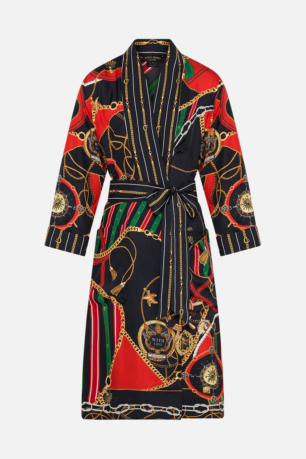 Product view of Hotel Franks by CAMILLA silk robe in Club Aperitivo print