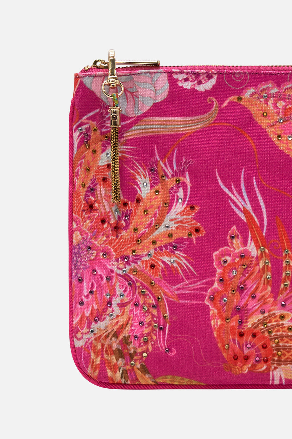 CAMILLA pink clutch bag in A Heart That Flutters