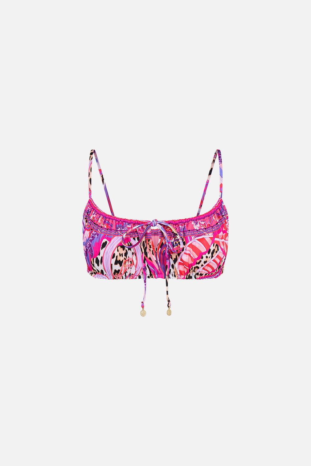 Product view of CAMILLA designer crop top in Viola Vintage print