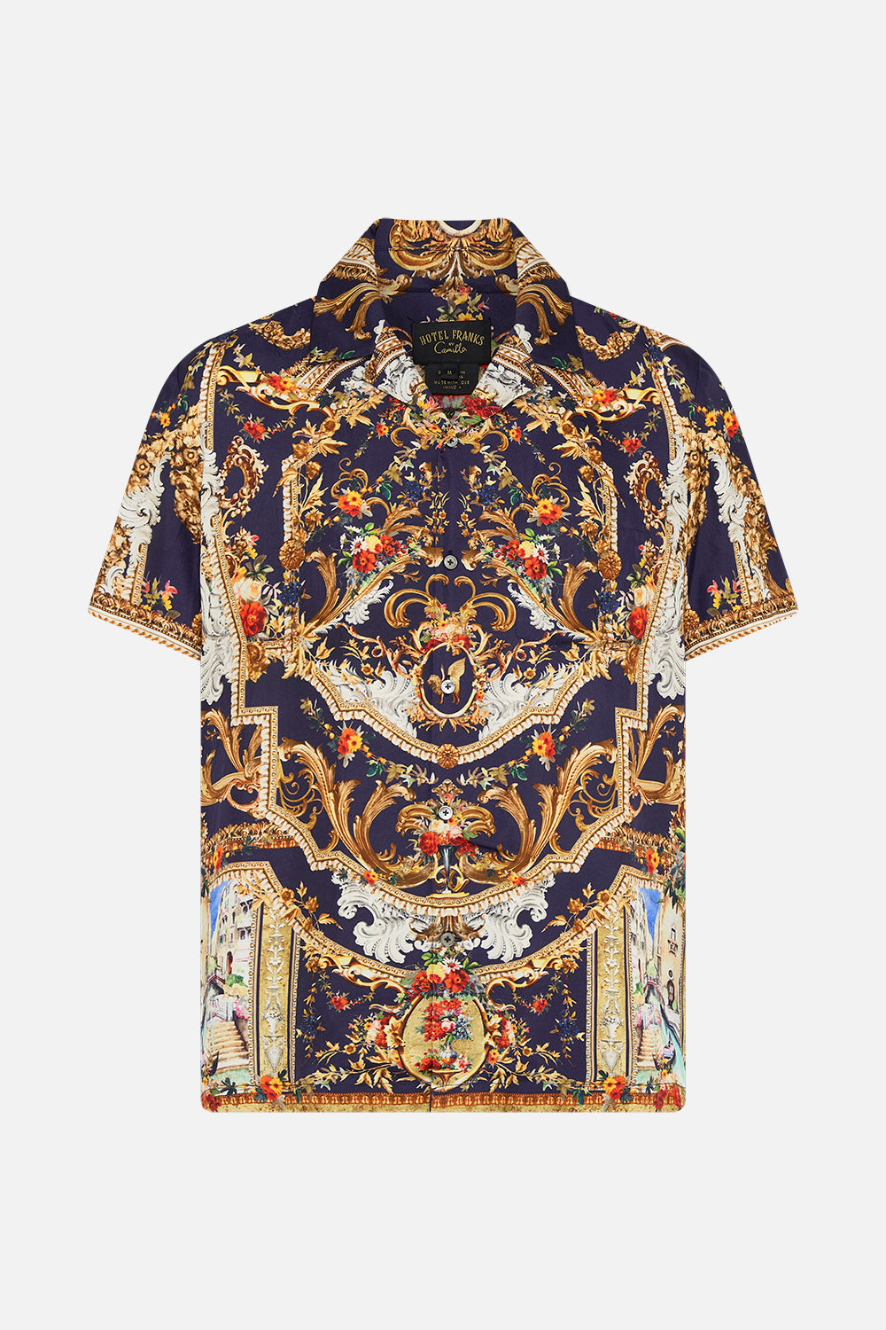 Hotel Franks By CAMILLA mens short sleeve camp collared shirt in Venice Vignette print
