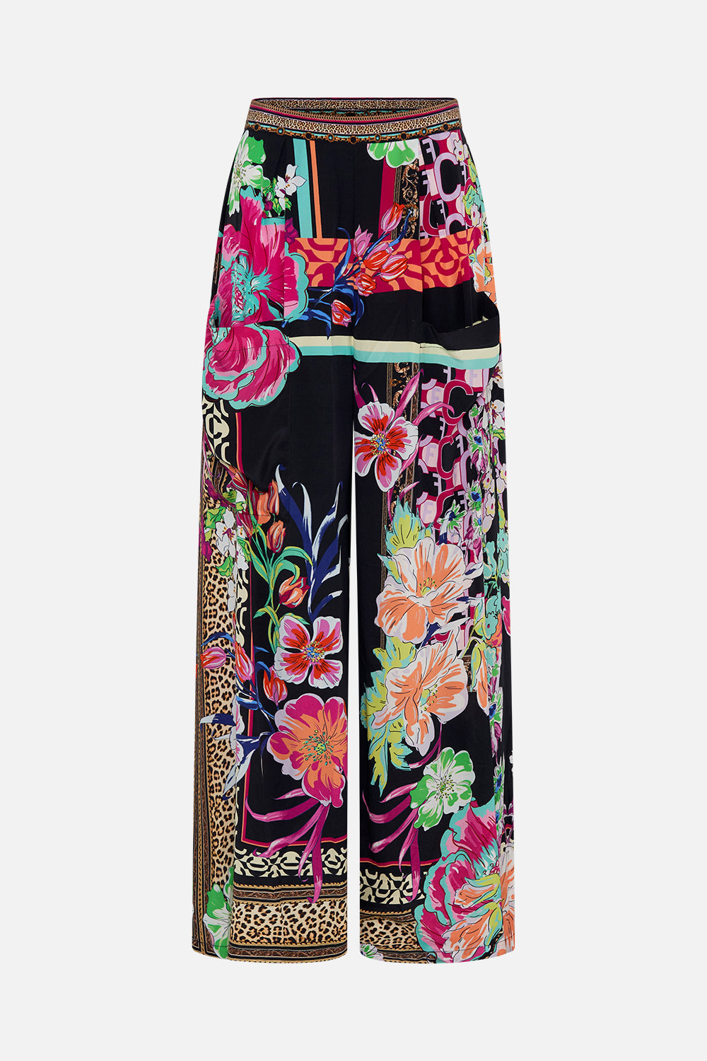 WIDE LEG TROUSER WITH FRONT POCKETS PRINTED PRIMA VERA