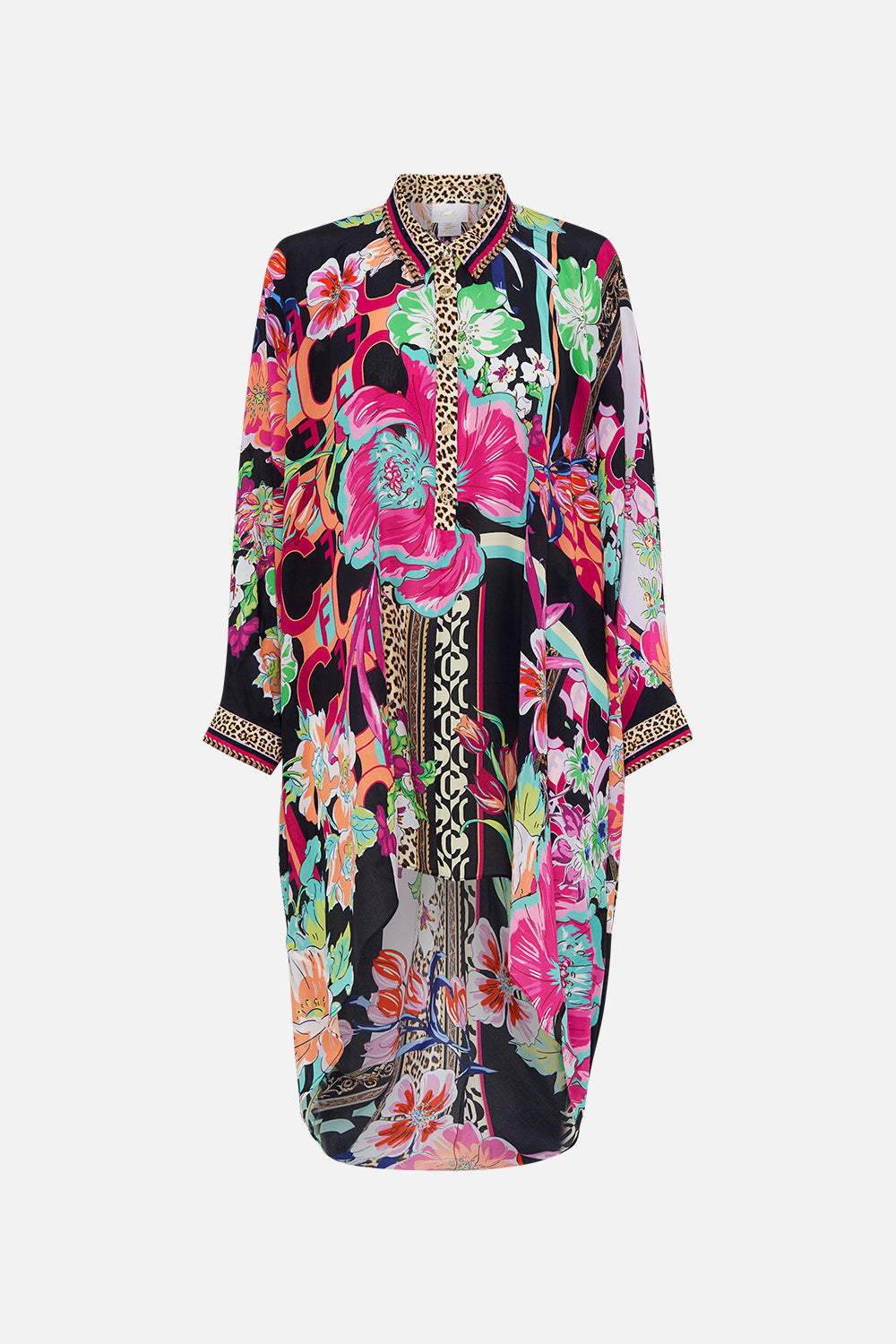 BUTTON UP TOP WITH DRAPED BACK PRINTED PRIMA VERA