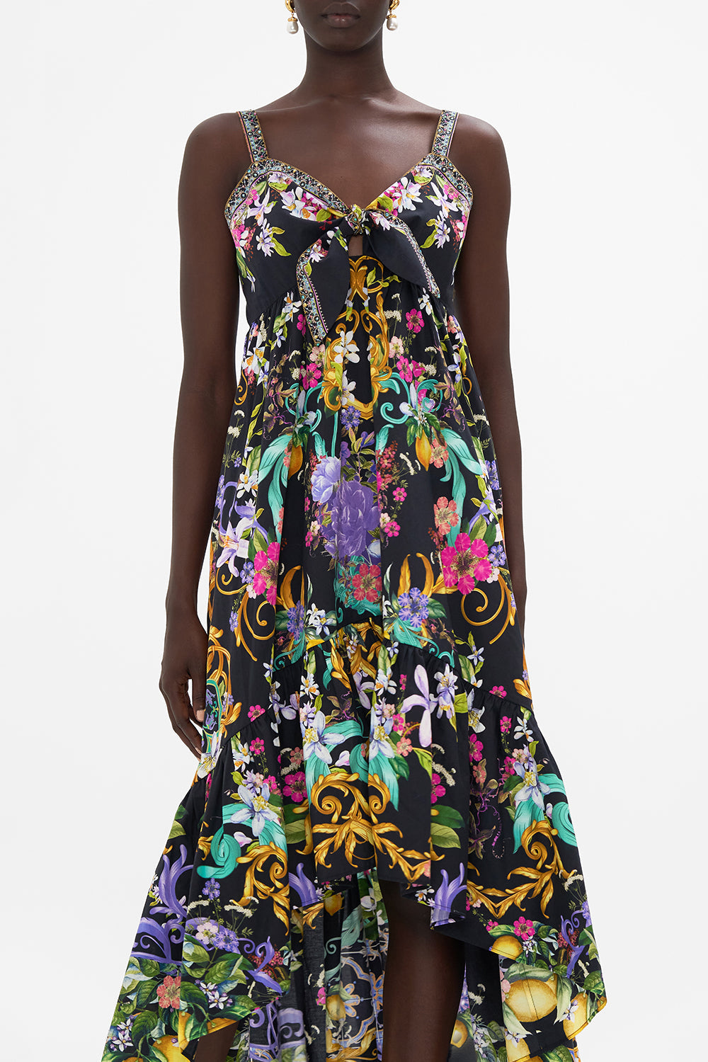 TIE FRONT HIGH LOW DRESS MEET ME IN MARCHESA