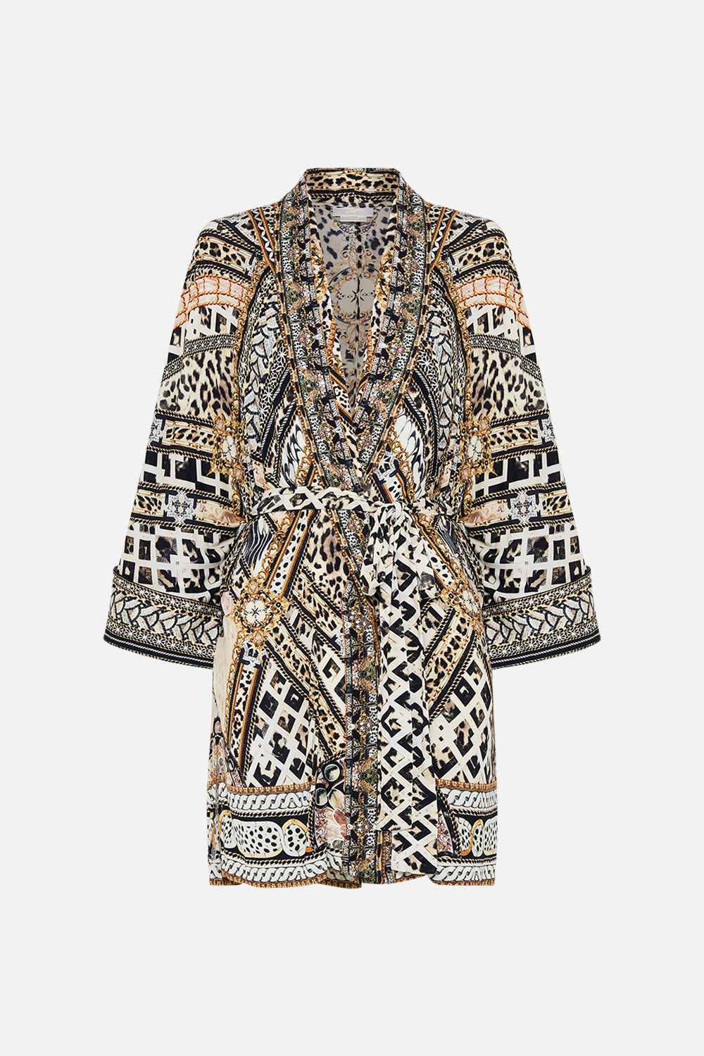 Product view of CAMILLA animal print robe in Mosaic Muse