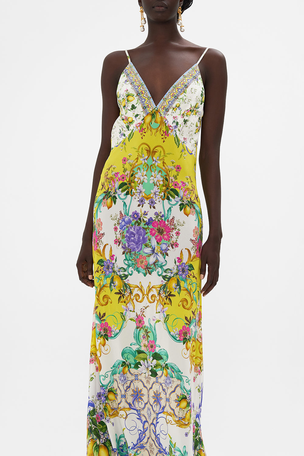 V NECK FULL LENGTH BIAS SLIP DRESS CATERINA SPRITZ