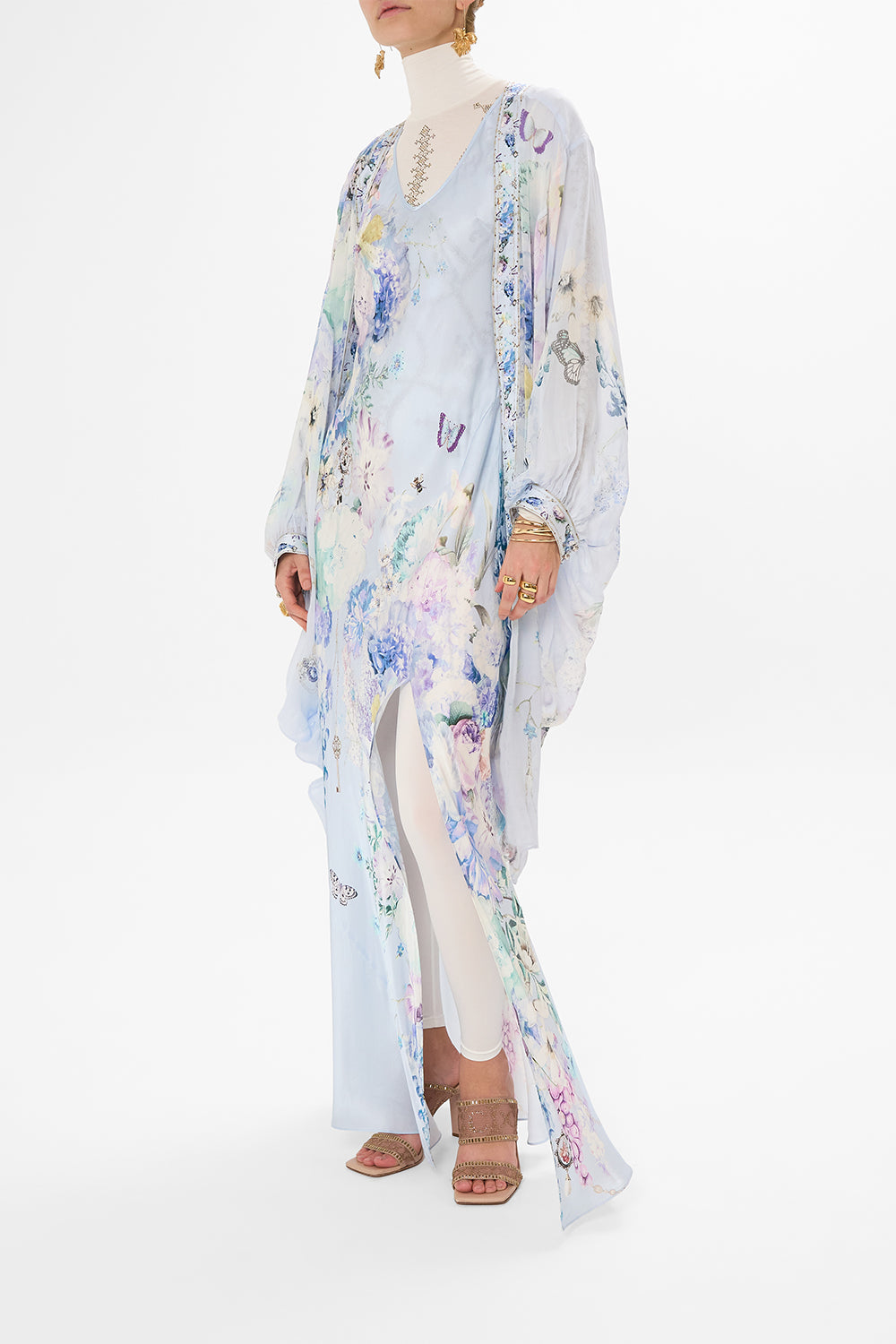 CAMILLA silk bias cut slip dress in Butterfloria print