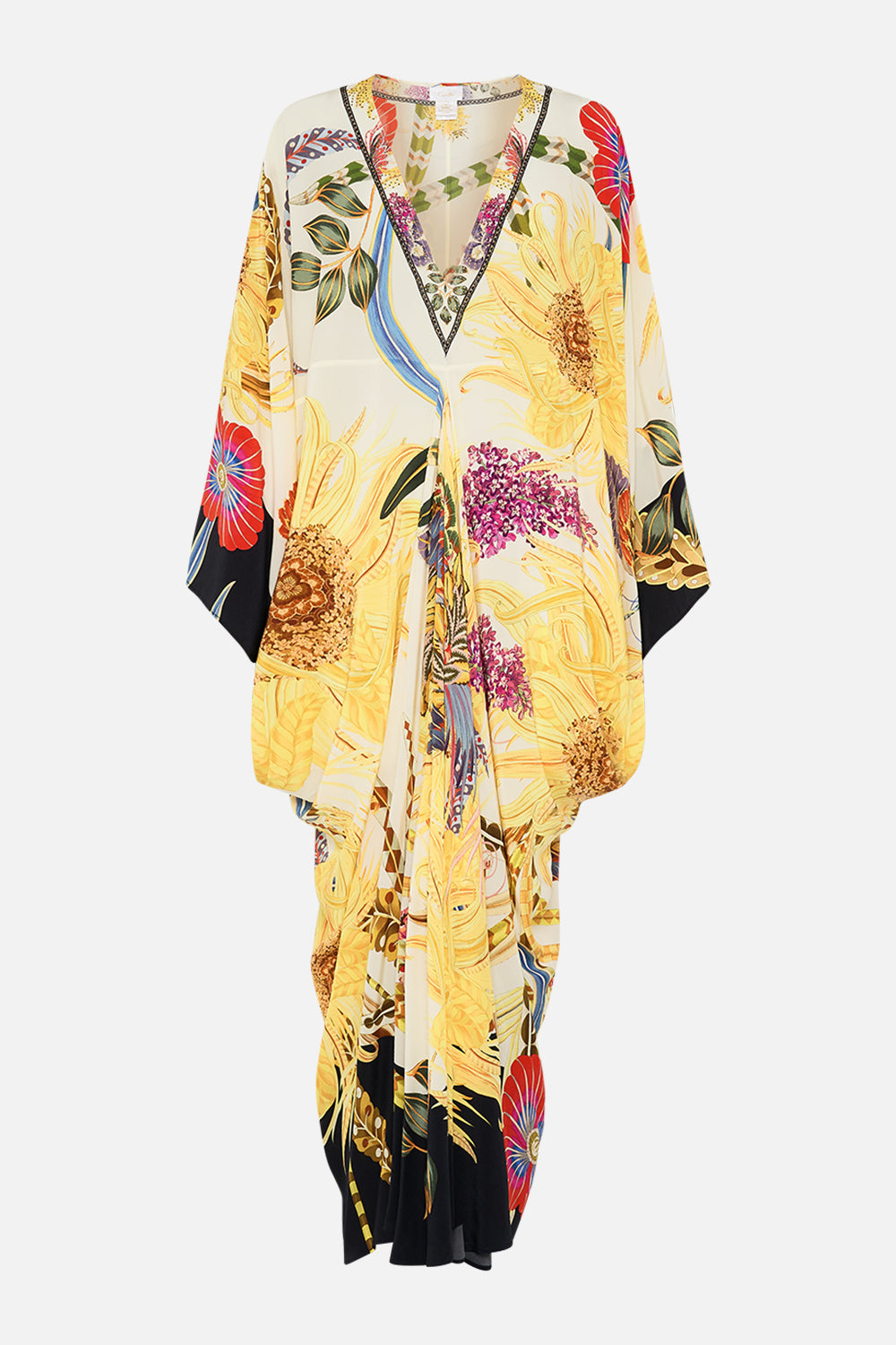 CAMILLA silk kaftan in Sunflowers On My Mind print