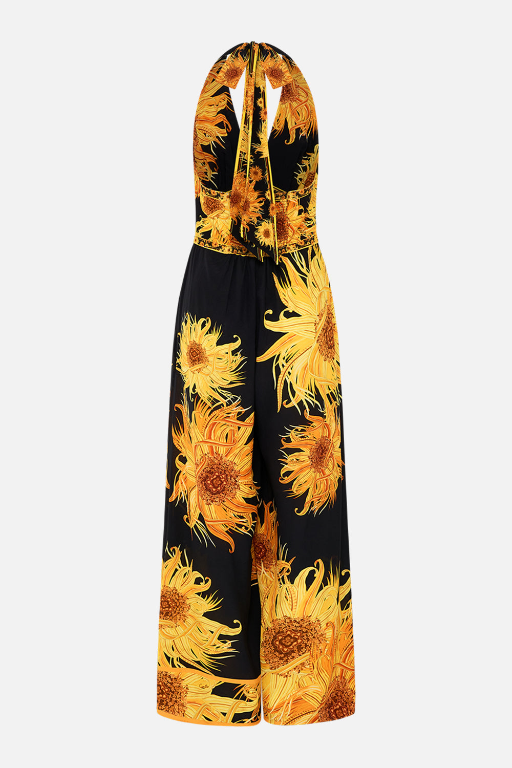 CAMILLA halter jumpsuit in Make Me Your Masterpiece print
