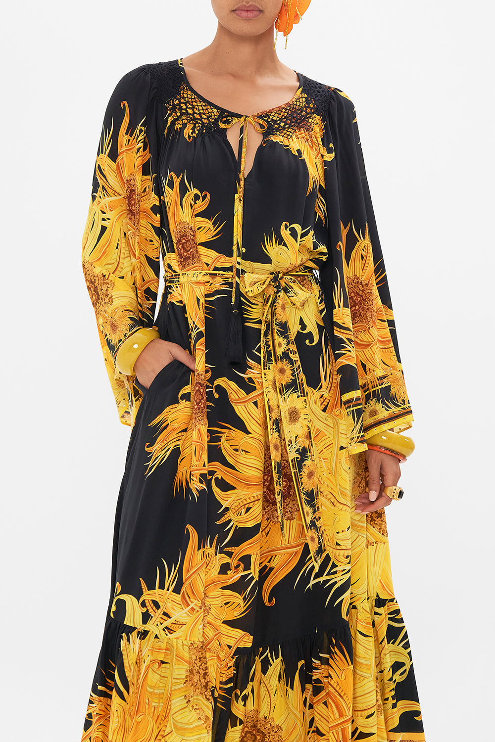 CAMILLA silk dress in Make Me Your Masterpiece print