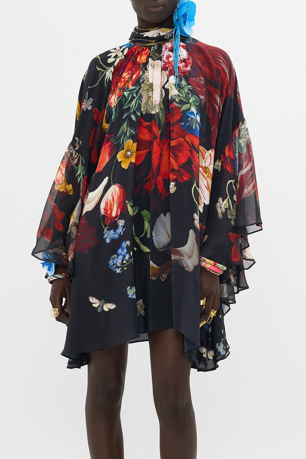 CAMILLA high neck dress in A Still Life print