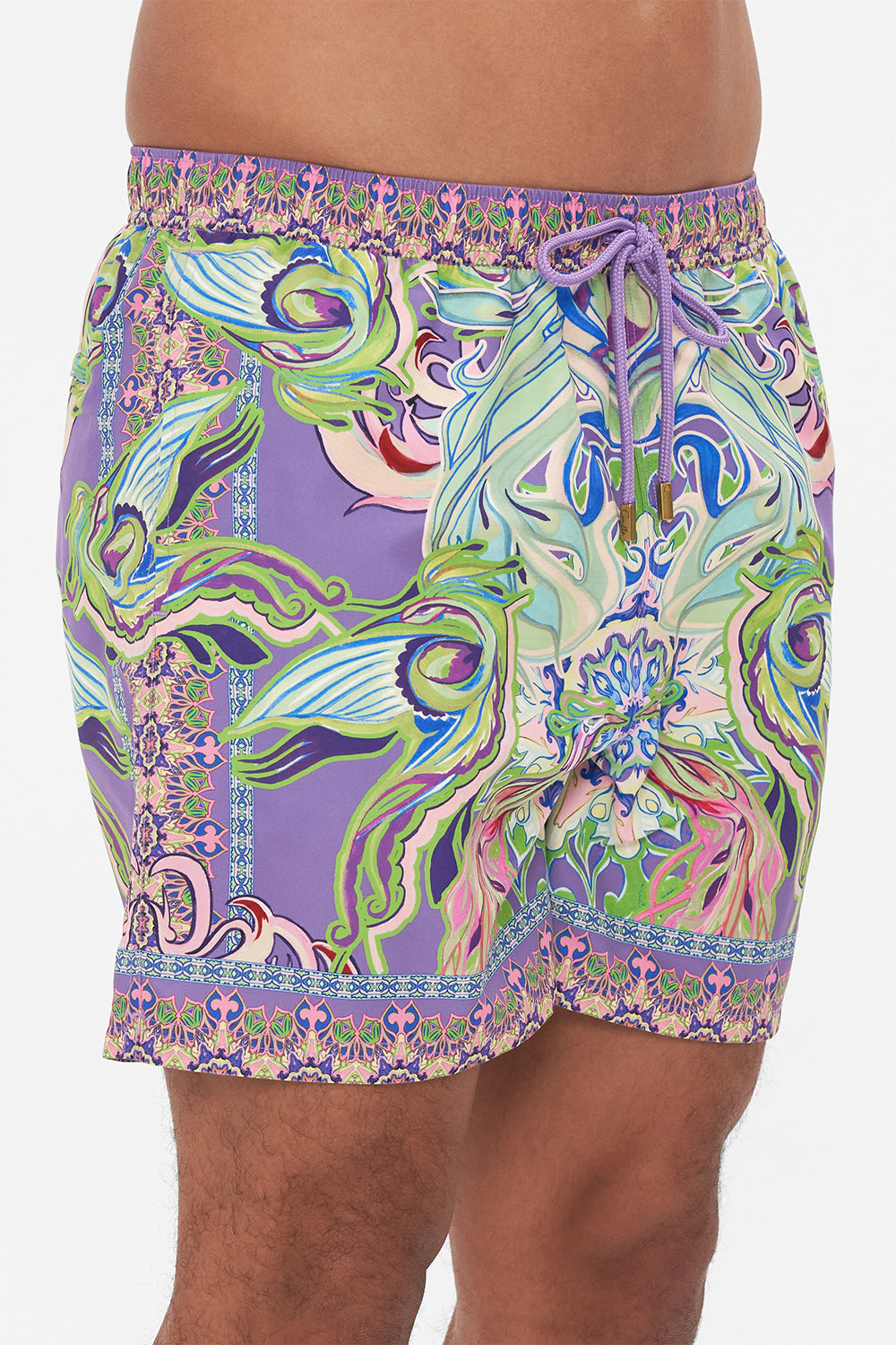 Hotel Franks By CAMILLA mens purple boardshorts in Amsterdam Jewel print
