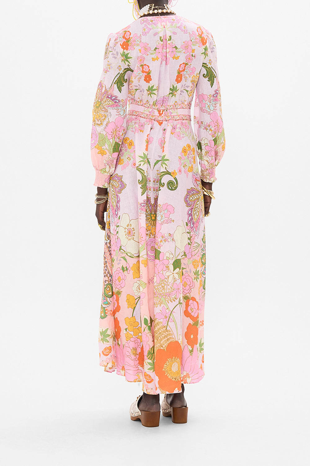 CAMILLA silk floral print dress in Clever Clogs print