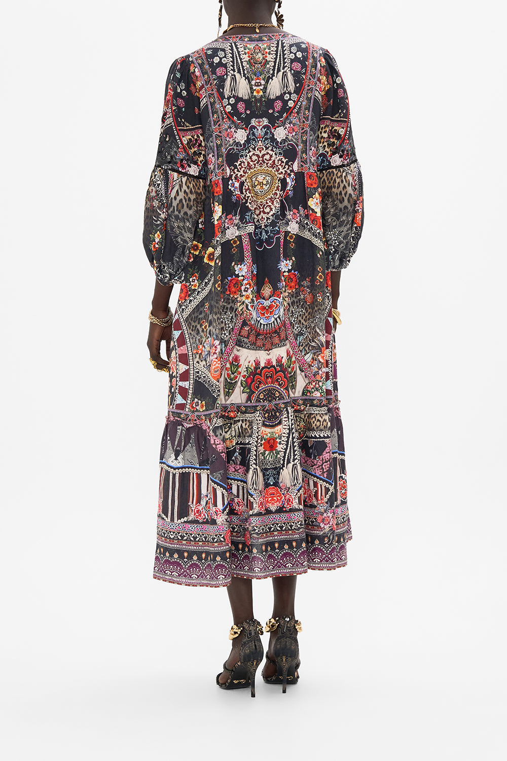 CAMILLA silk dress in Volendam Dolls print