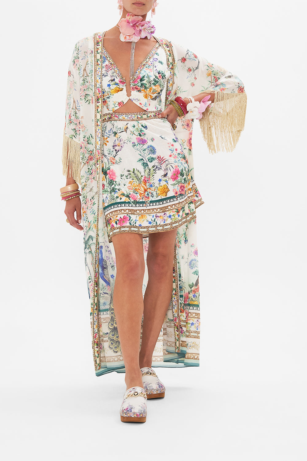 CAMILLA mini dress in Plumes and Parterres print