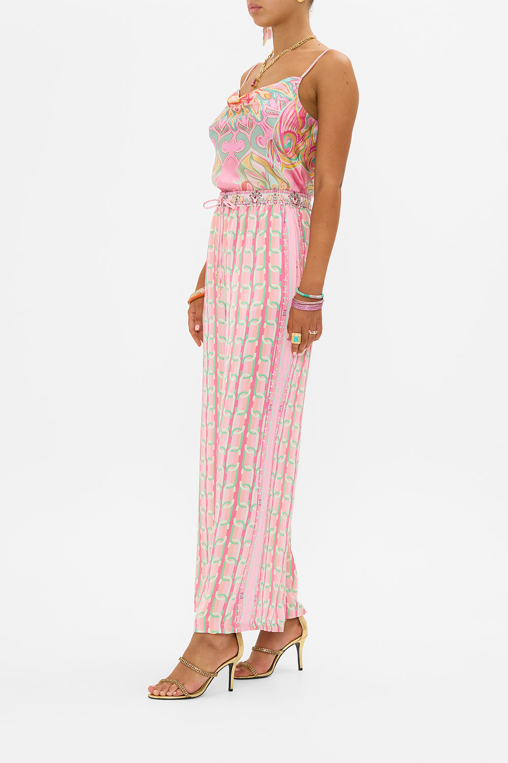 CAMILLA silk bias cut cami in Tea With Tuchinski print