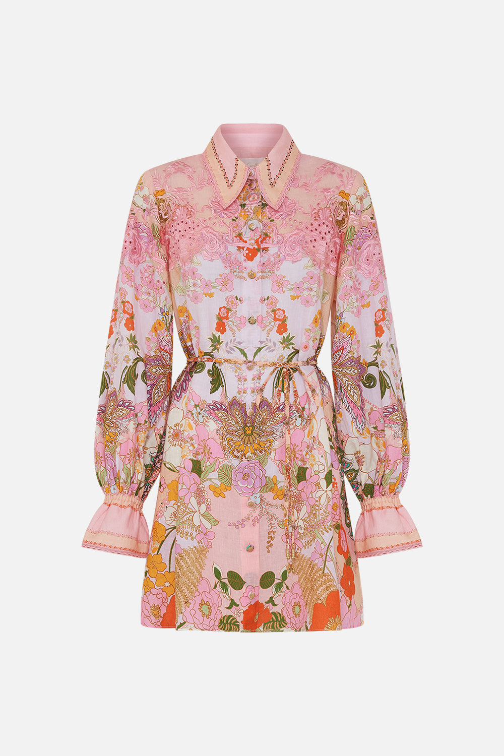 CAMILLA floral shift shirt dress in Clever Clogs print