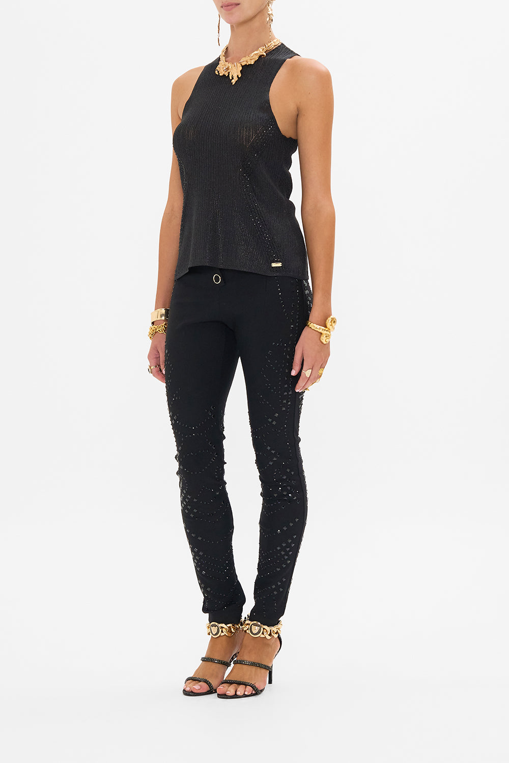 CAMILLA knit cami in Nouveau Noir print