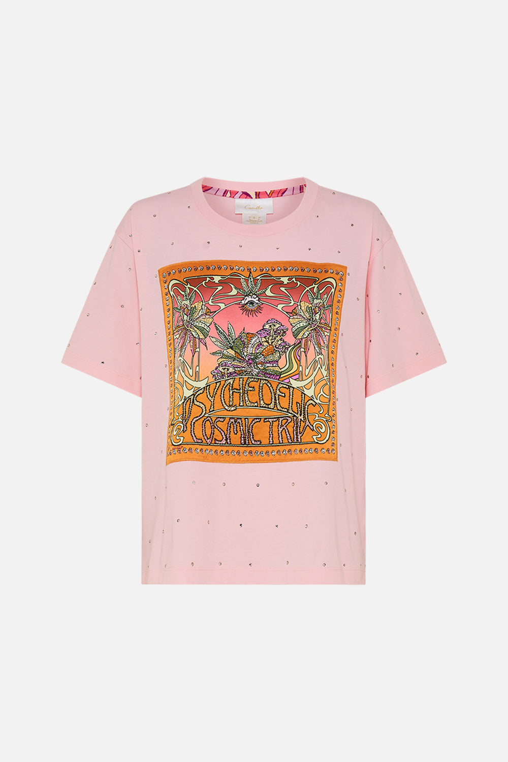 CAMILLA pink tee in Day Trippin print