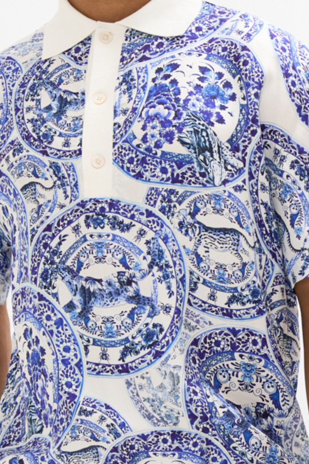 WOVEN SHORT SLEEVE POLO SHIRT GLAZE AND GRAZE