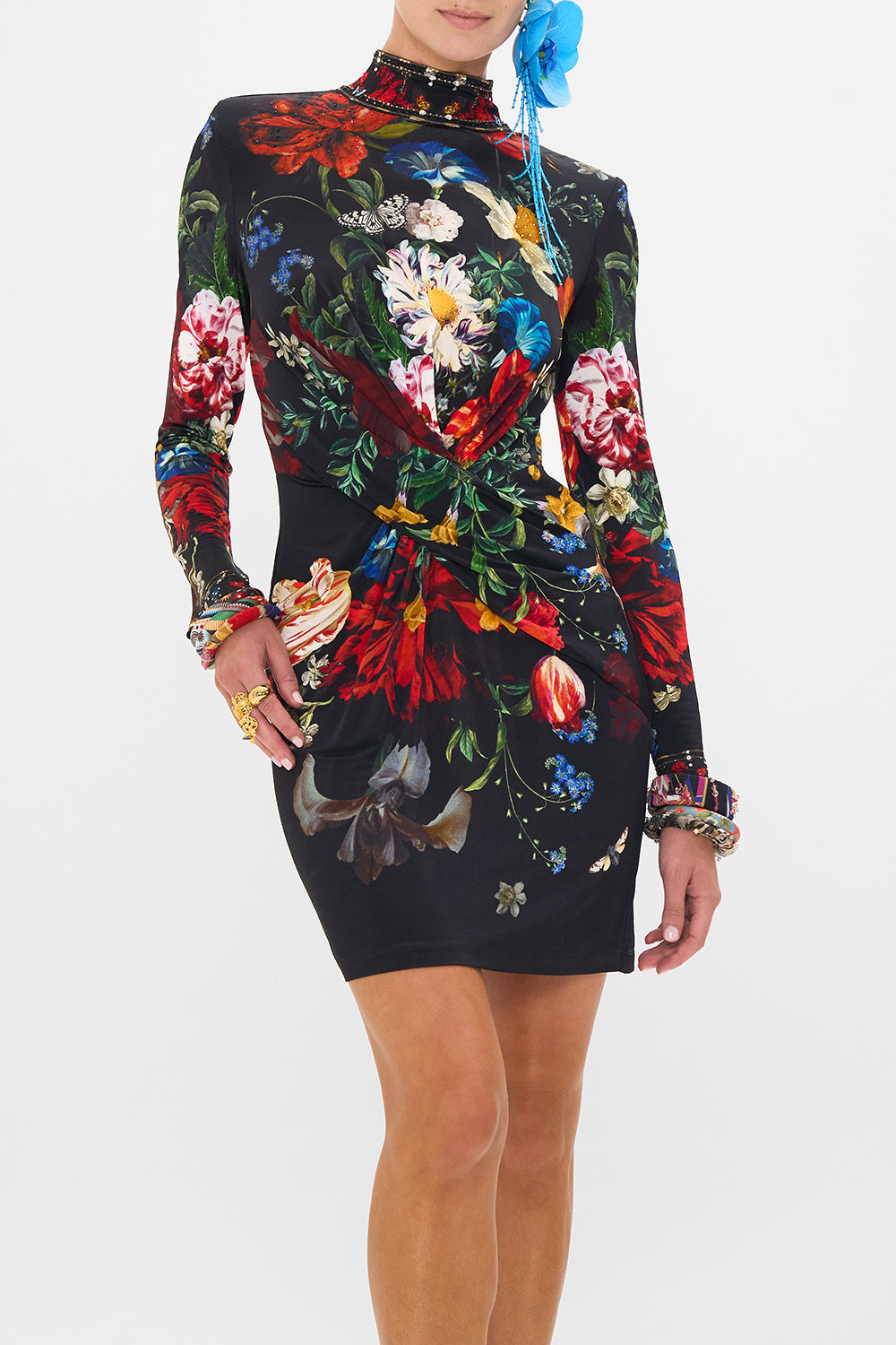 CAMILLA jersey mini dress in A Still Life print