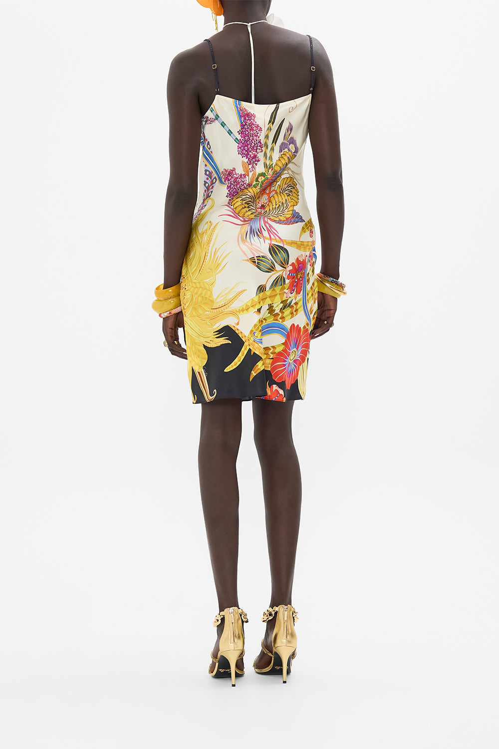 CAMILLA silk slip dress in Sunflowers On My Mind print