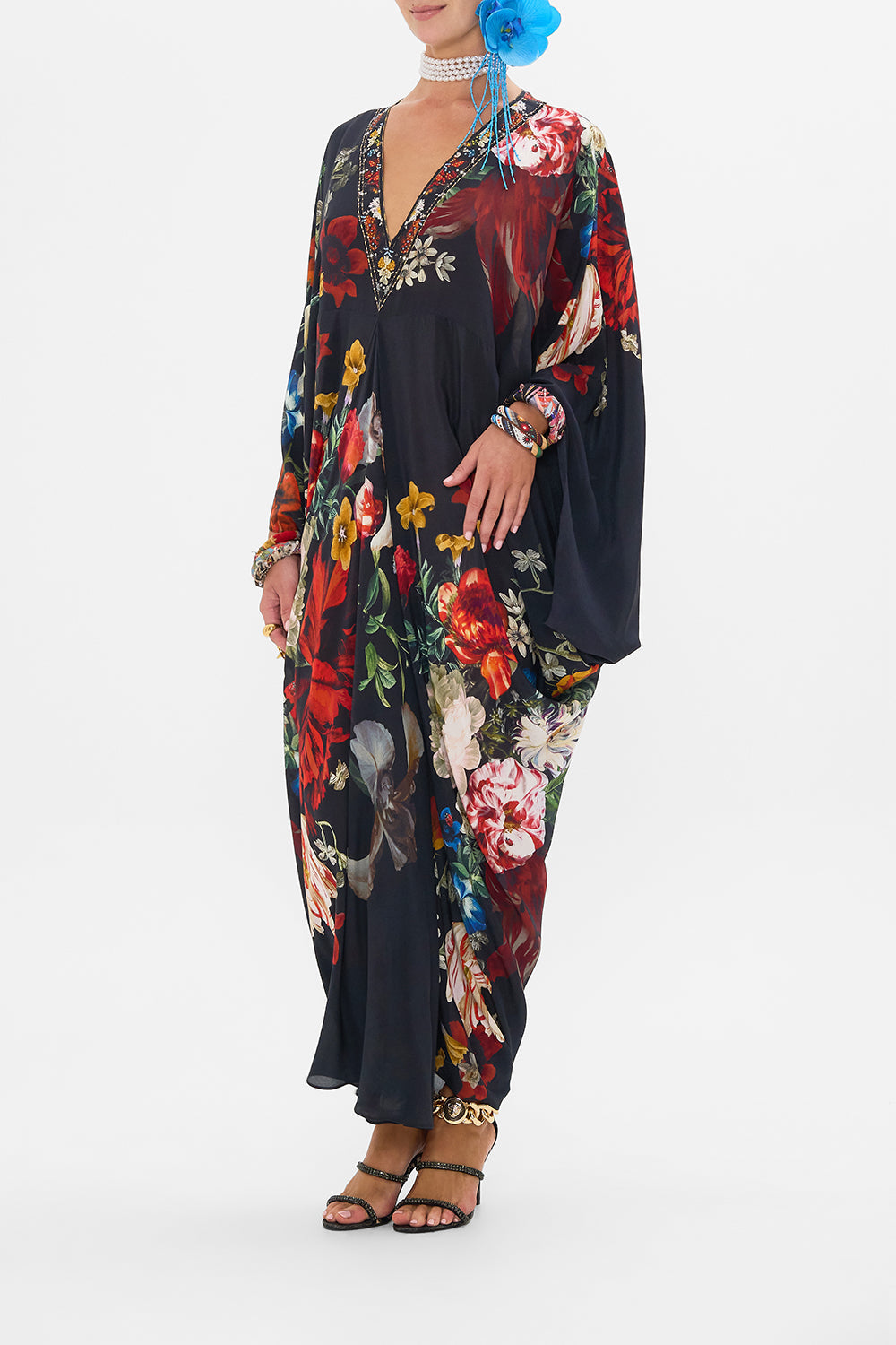 CAMILLA silk kaftan in A Still Life print