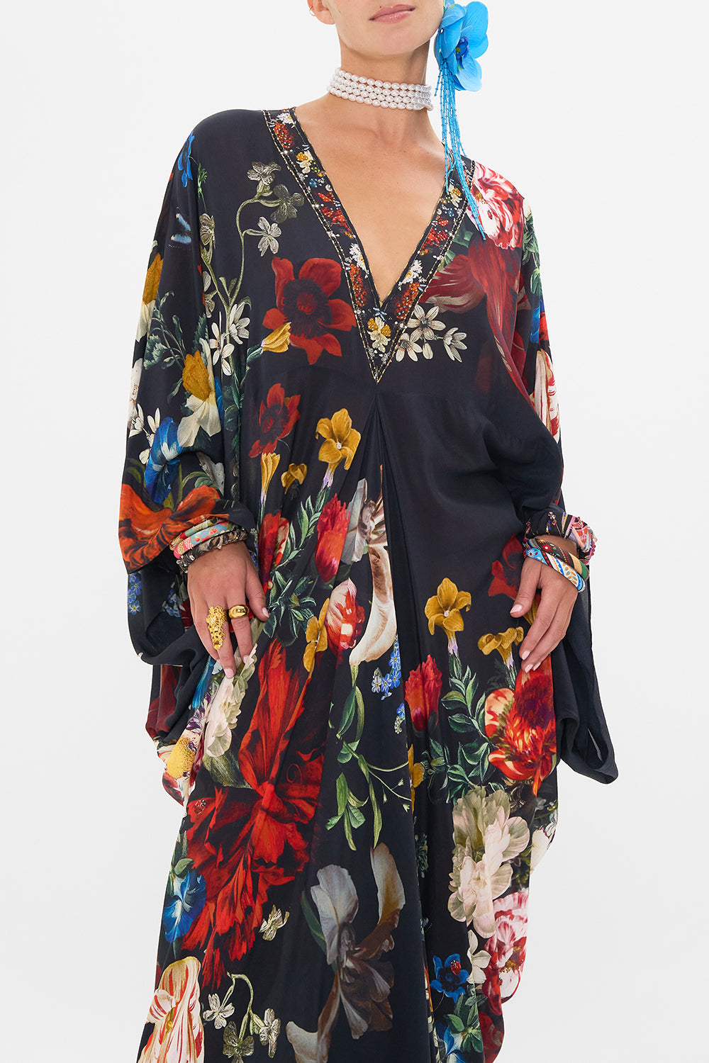 CAMILLA silk kaftan in A Still Life print