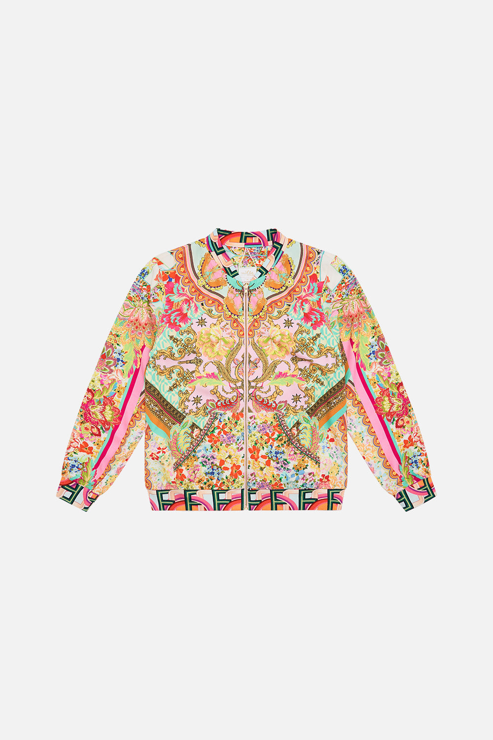 Product view of MILLA BY CAMILLA kids bomber jacket in An Italian Welcome print