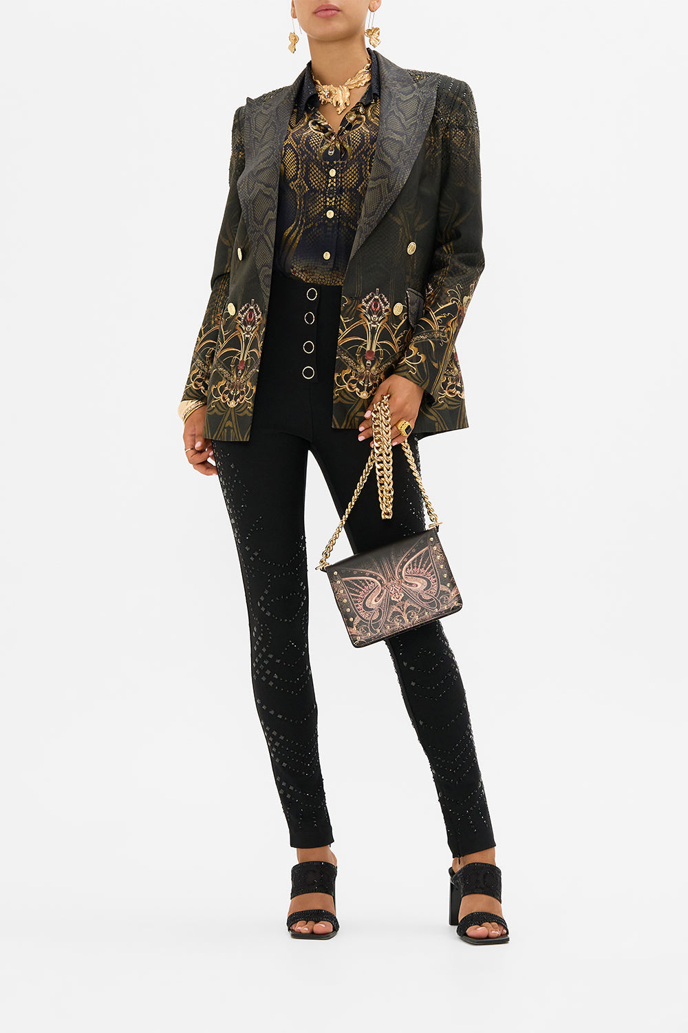 CAMILLA crossbody box bag in Nouveau Noir print