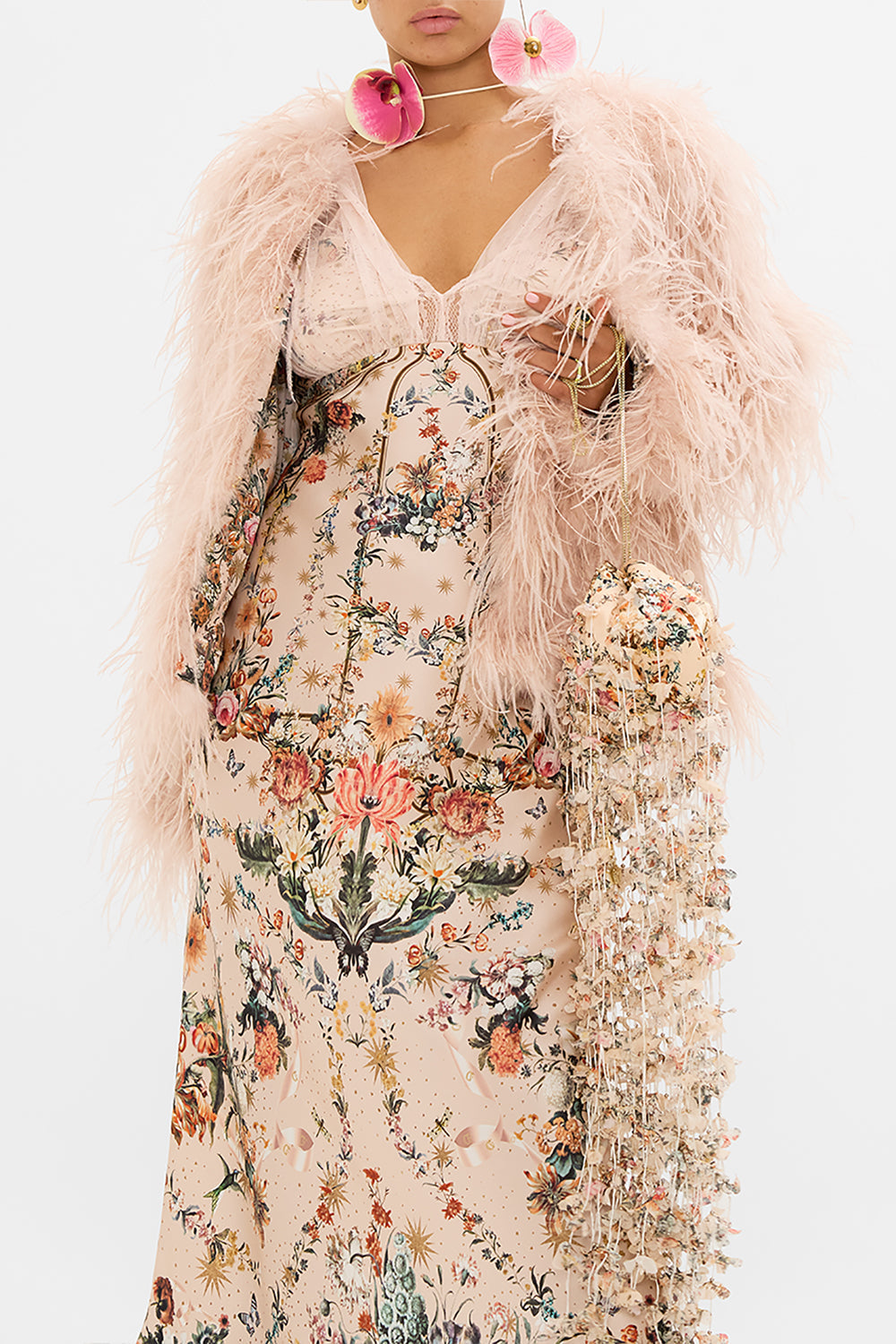 CAMILLA drawtring pouch in Rose gardent Revolution print