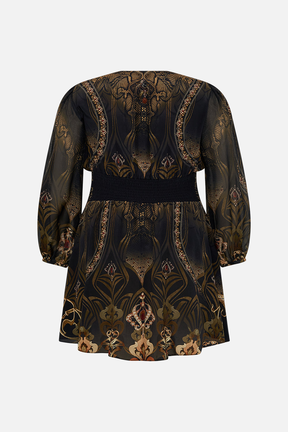 CAMILLA mini dress in Nouveau Noir print