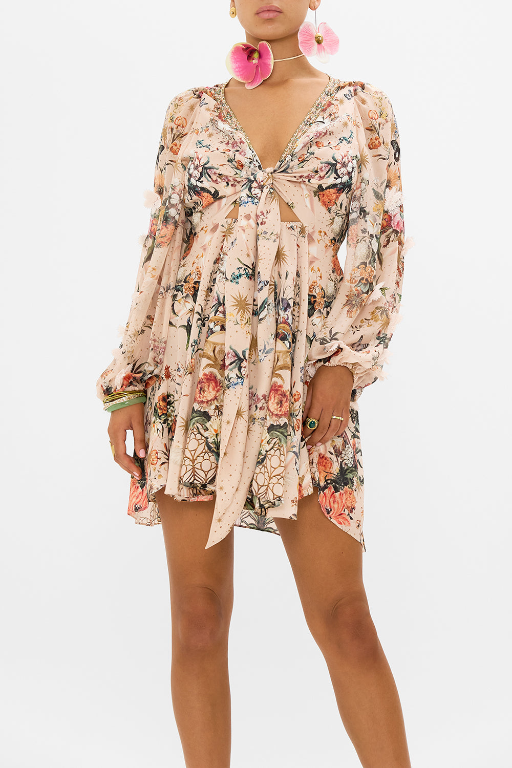 CAMILLA silk wrap dress in Rose Garden Revolution print