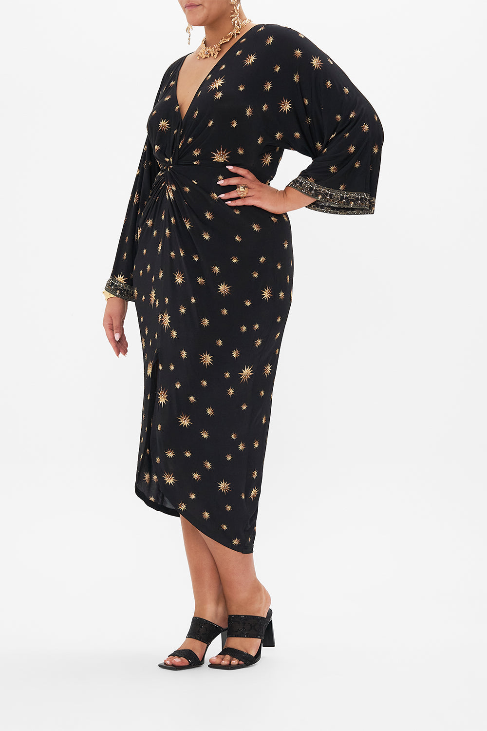 LONG SPLIT FRONT TWIST DRESS SOUL OF A STAR GAZER