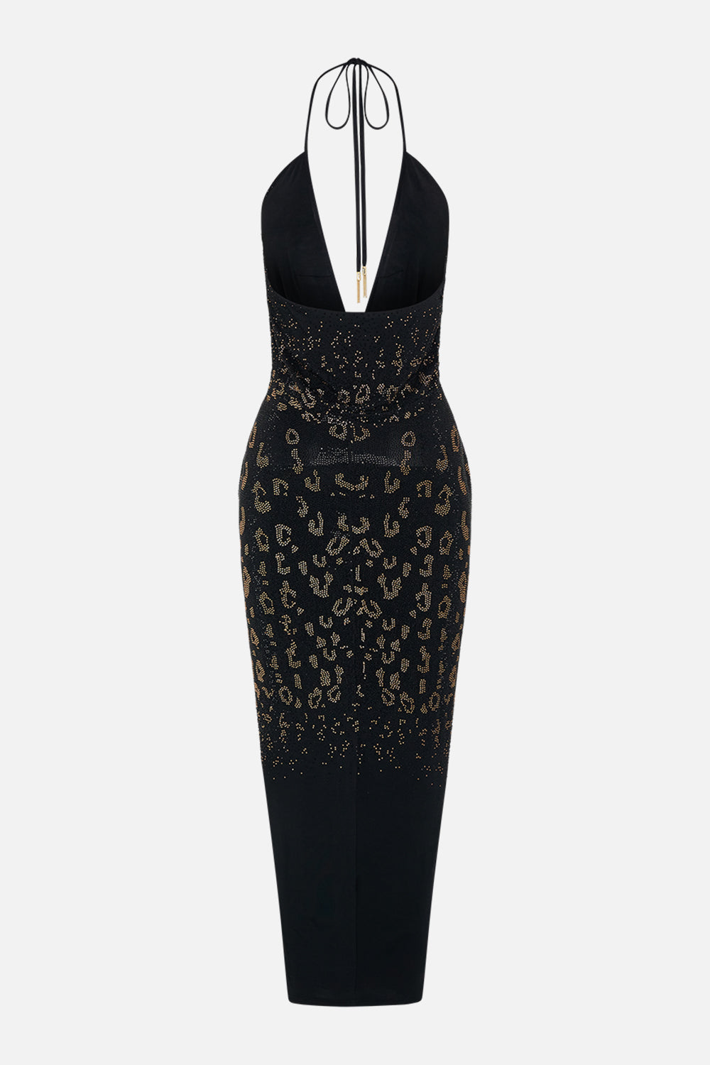 Back product view of CAMILLA black jersey dress in Mosaic Muse