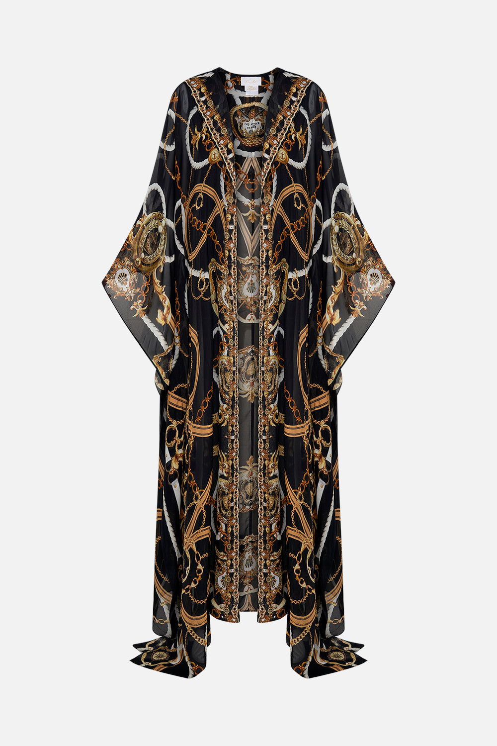CAMILLA silk robe in Coast To Coast print