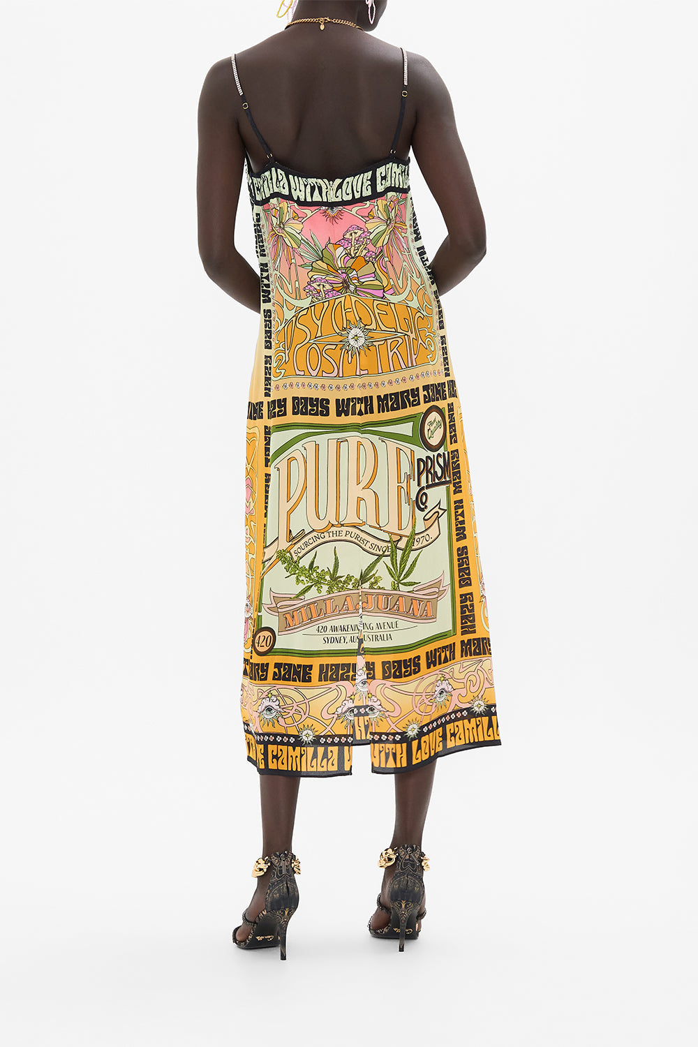 CAMILLA midi dress in Lets Chase Rainbows print