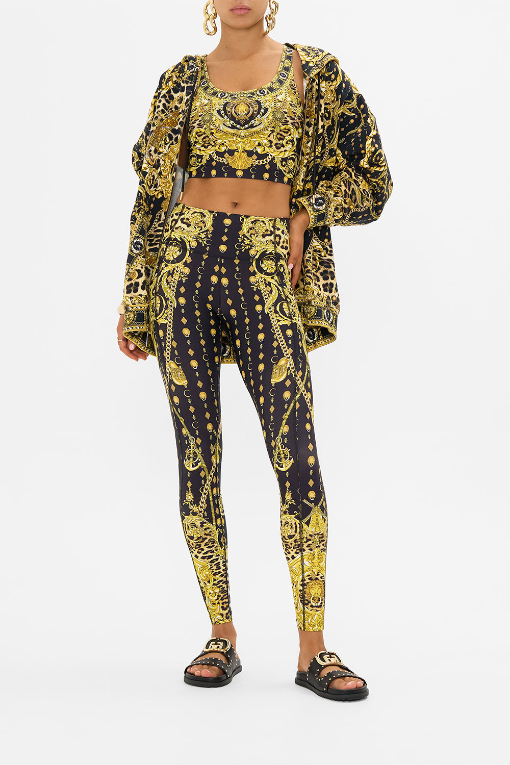 CAMILLA racer back crop top in Nouveau Nature print