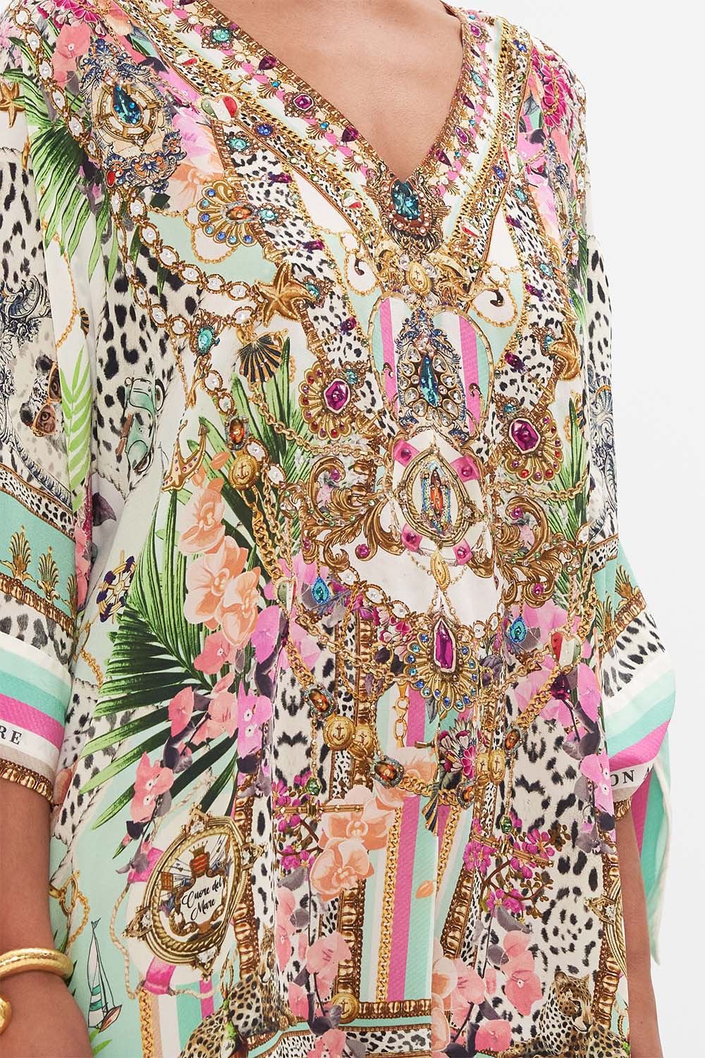 TIE SLEEVE SHORT V NECK KAFTAN DEAR AMORE MIO