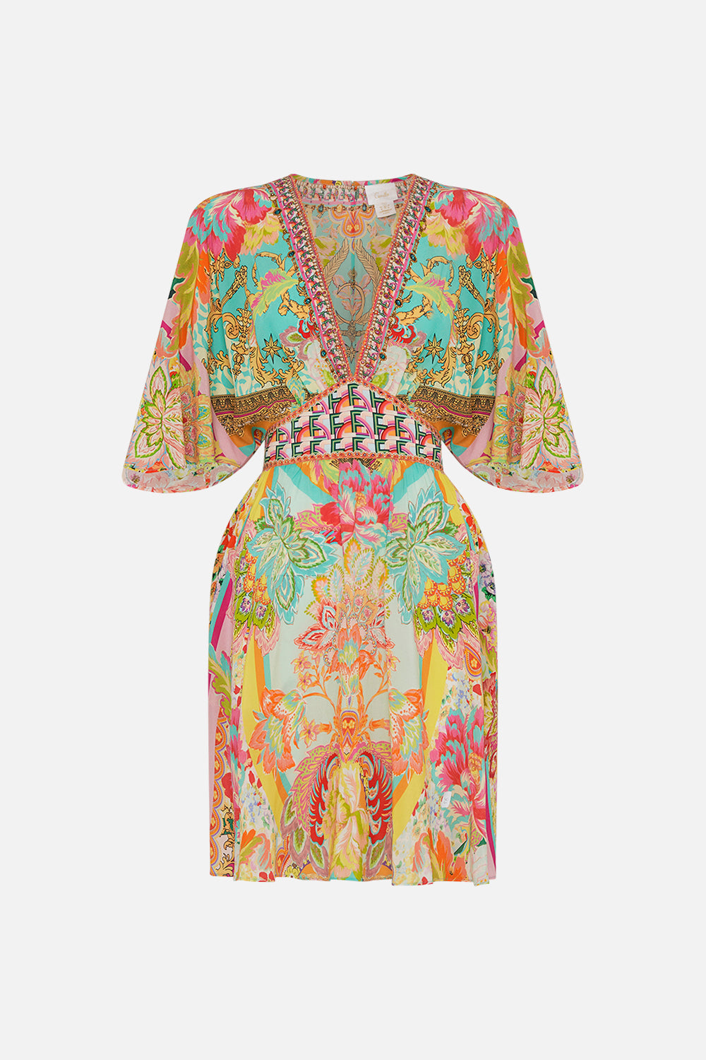 Product view of CAMILLA silk mini dress in An Italian Welcome print