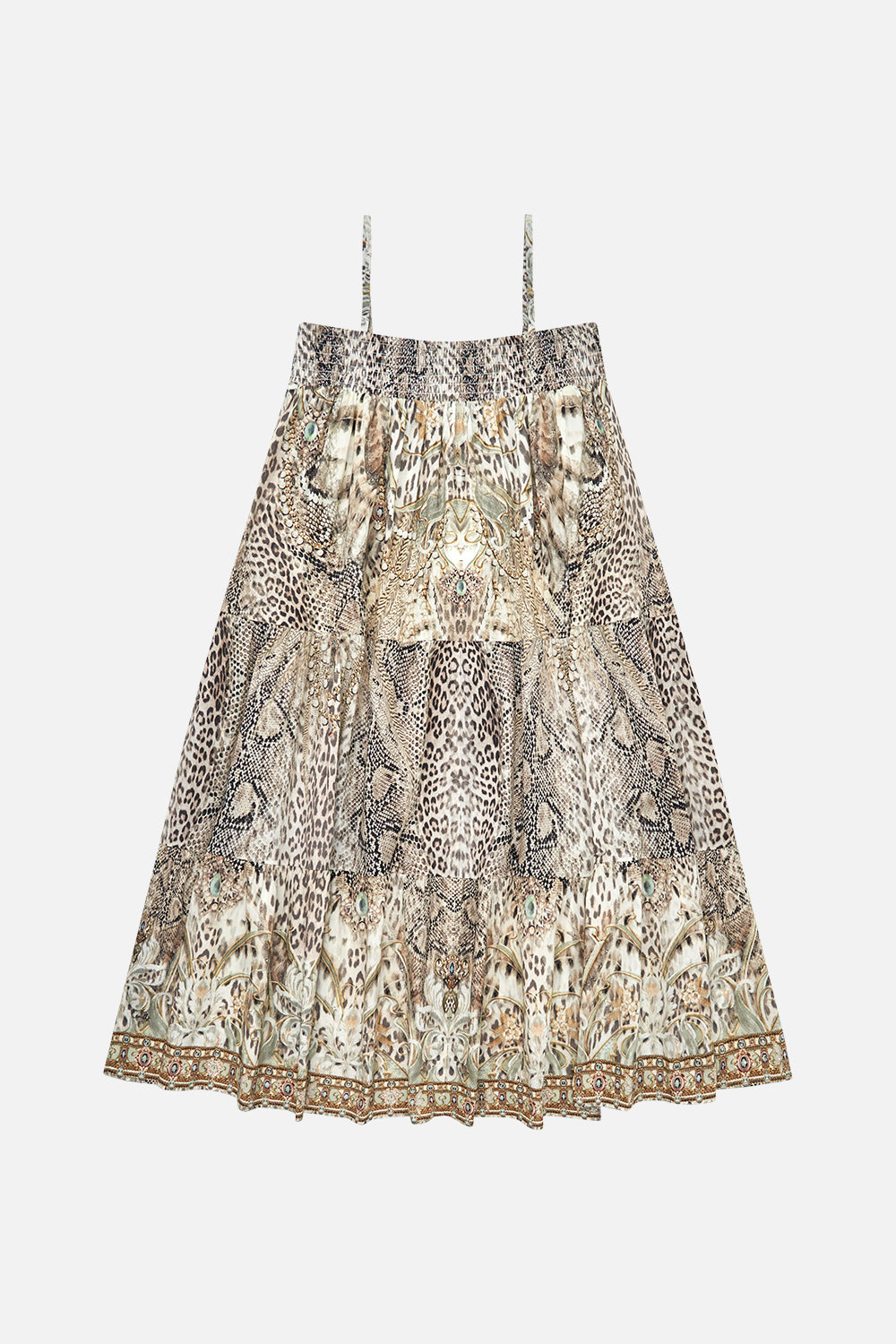 Milla by CAMILLA khaki oprint kids maxi dress in Looking Glass Houses print