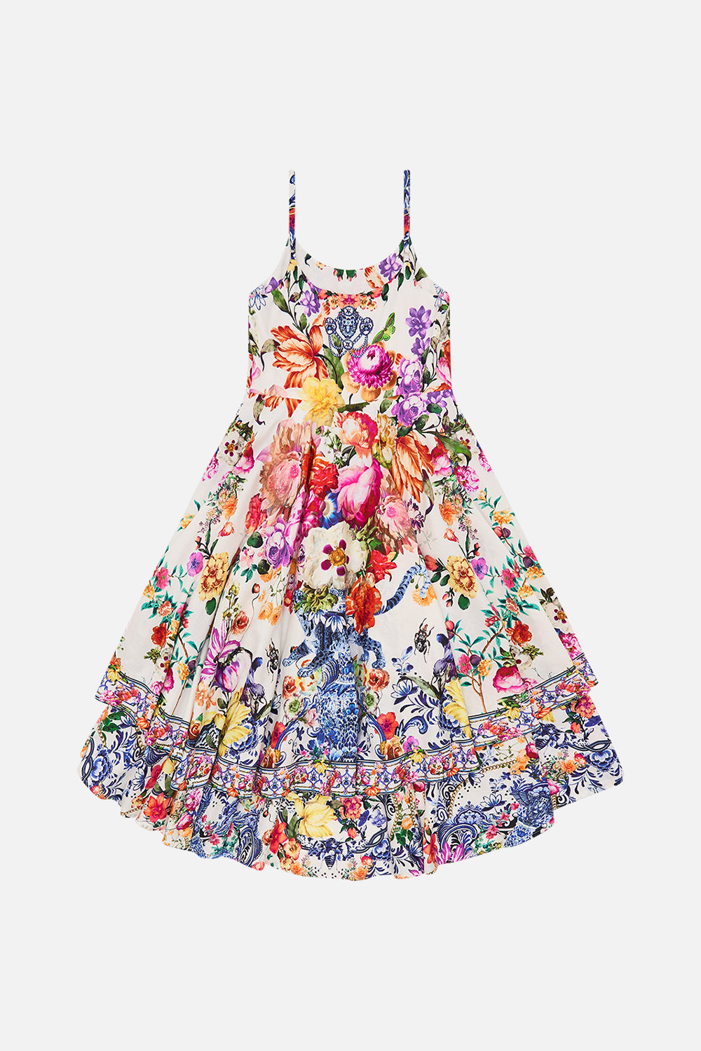 Back view of Milla By CAMILLA kids round neck floral dress in Dutch Is Life print
