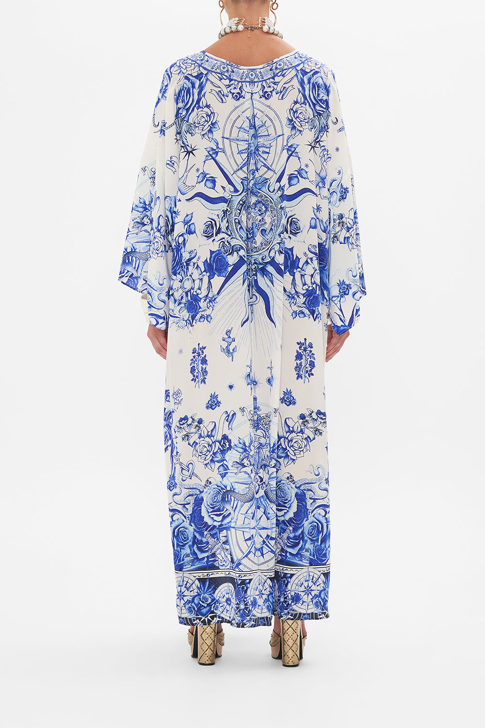 V NECK KAFTAN WITH TIES IMMORTAL INK