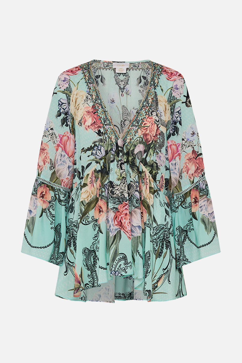 CAMILLA floral coin and phone purse in Stitched in Time print.