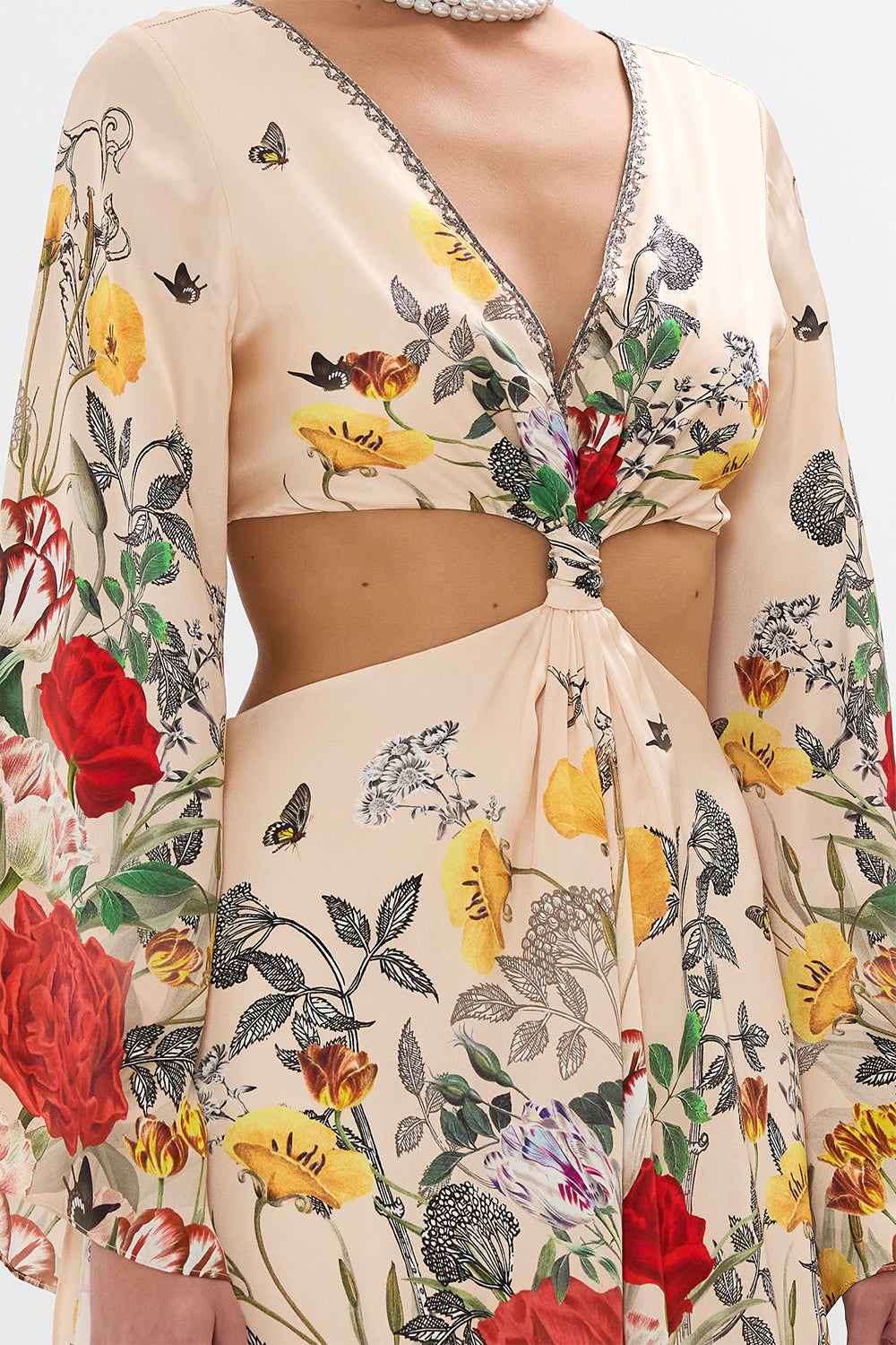 CAMILLA Multi Cut Out Dress with Knot Front in Etched into Eternity print