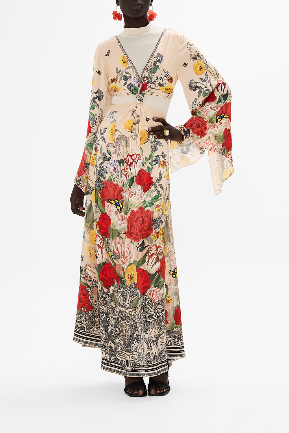 CAMILLA Multi Cut Out Dress with Knot Front in Etched into Eternity print