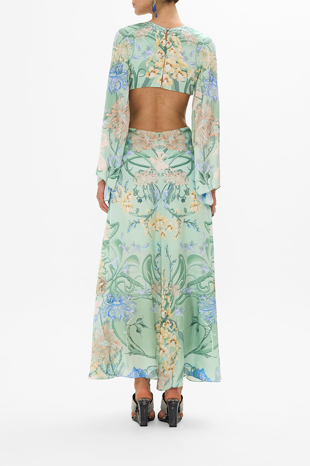 CAMILLA floral slouch shoulder bag in Stitched in Time print.