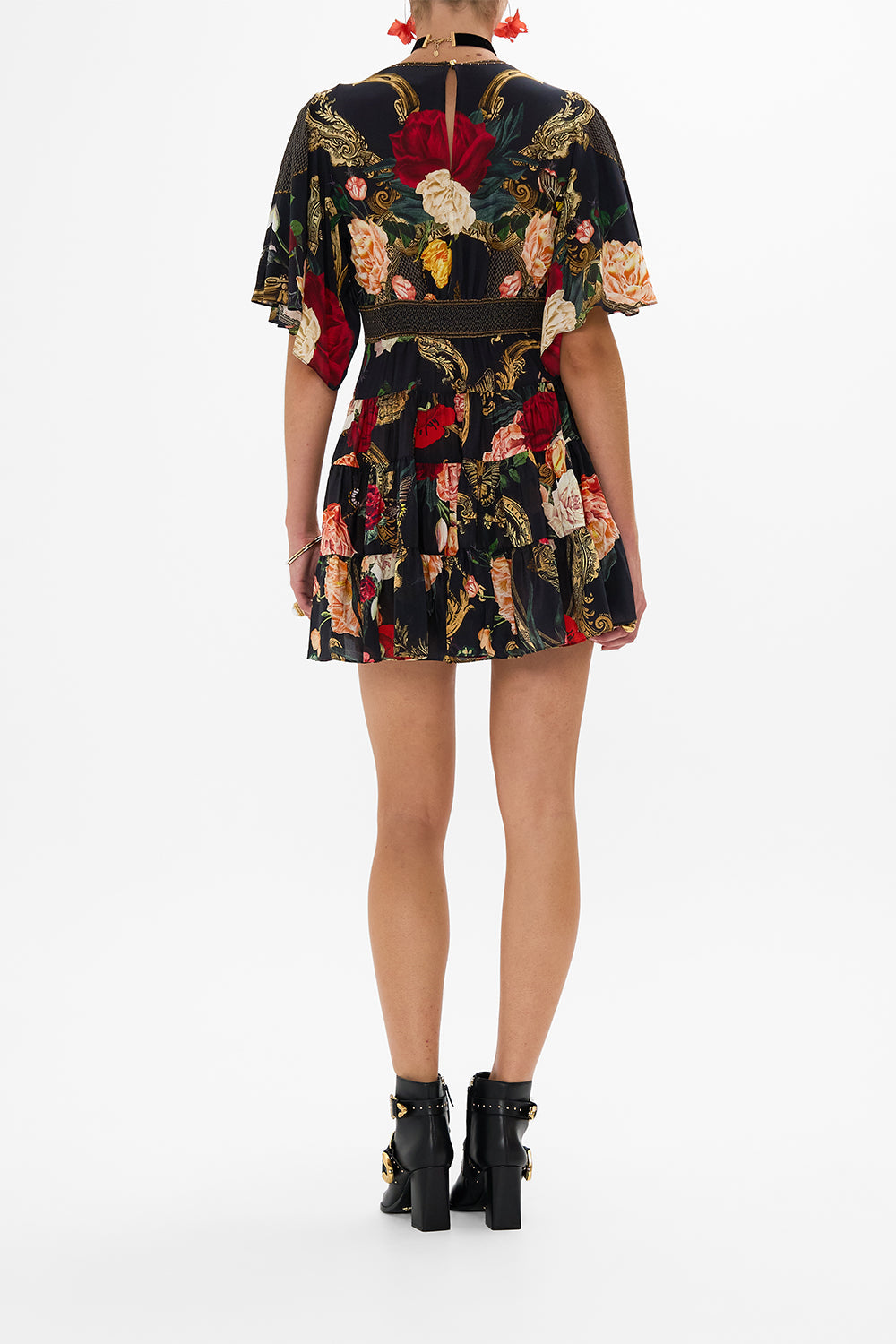 CAMILLA floral silk shrug in Stitched in Time print.